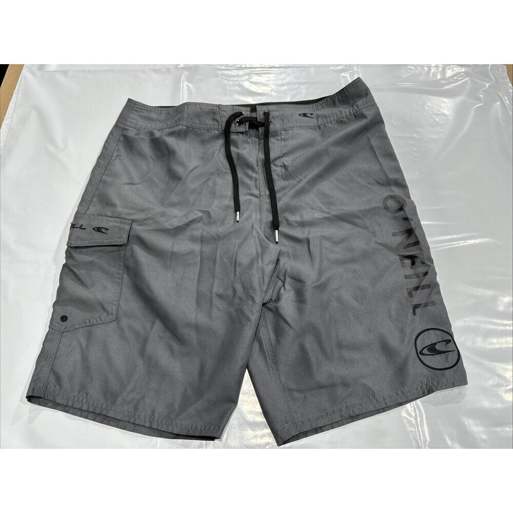O'Neill Santa Cruz Solid 2.0 Board Shorts Men's 33 Gray Drawstring Waist CEB160